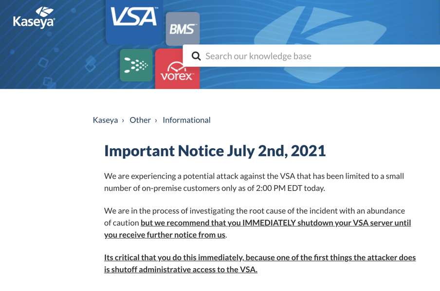 😱 소프트웨어 업데이트가 랜섬웨어: 카세아 공급망 공격